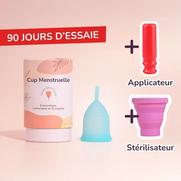 Cup menstruelle avec applicateur et stérilisateur