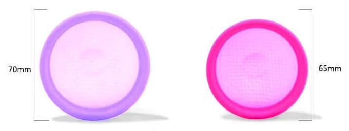 Disques menstruels Cup&Co : taille L 70 mm et taille S 65 mm